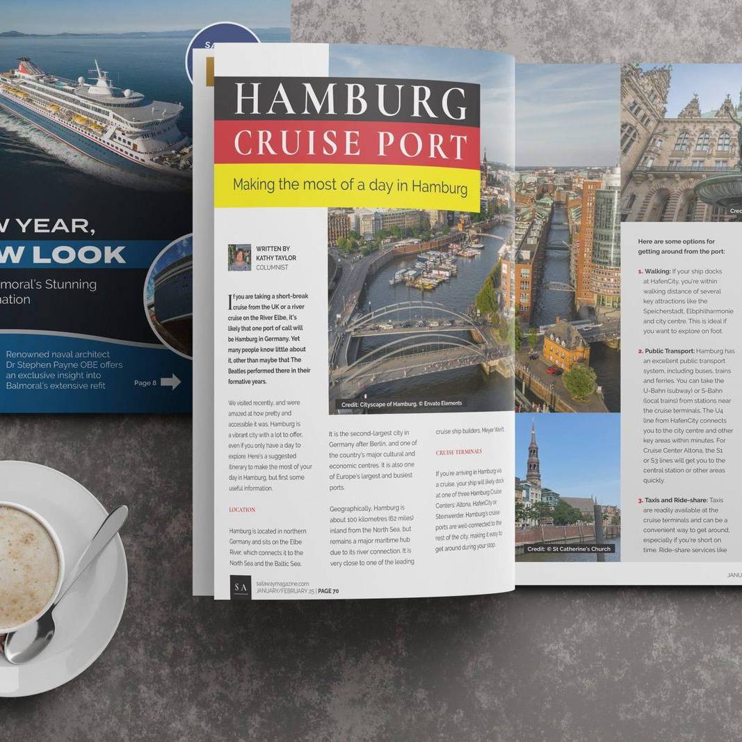 Hamburg Cruise Port Guide by Kathy Taylor in Sail Away Cruise Travel Magazine Issue 10 - Printed Version